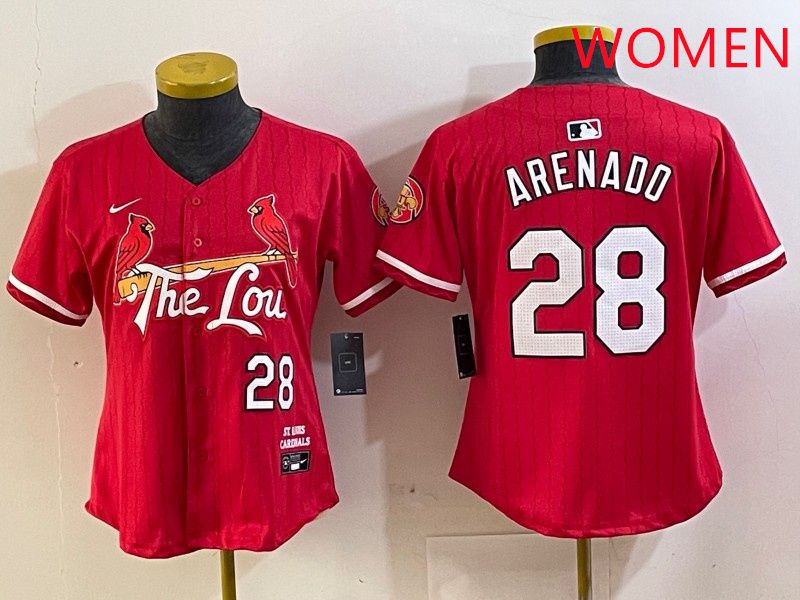 Women St.Louis Cardinals #28 Arenado Red City Edition 2025 Nike MLB Jersey style 1->women mlb jersey->Women Jersey
